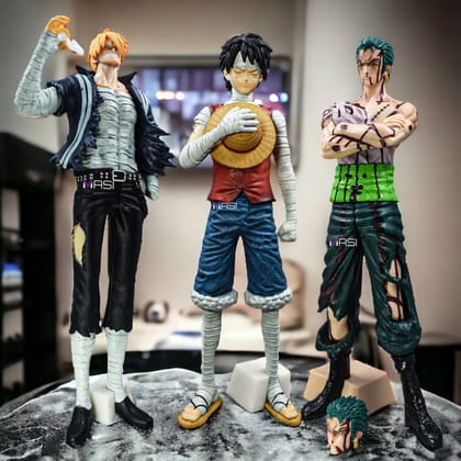 Luffy With Crew Mates Roronoa Zoro & Sanji Action Figure Pack Of 3 - One Piece-SANJI
