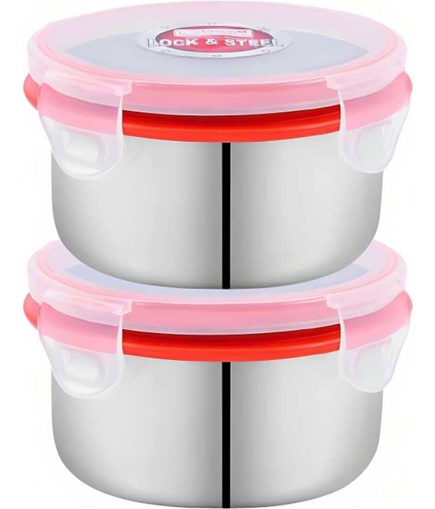 Kitcorner Stainless Steel Kitchen Containers/Tiffin/Lunch Box,350ml each (2U)