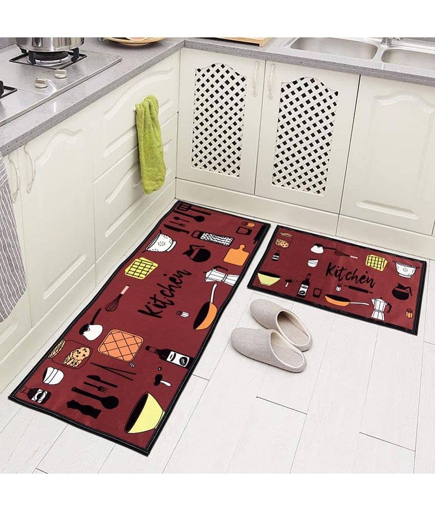 AAZEEM Kitchen Floor Mat & Runner with Anti Skid Backing, Set of 2 (45 x 135 & 45 x 60 cm)
