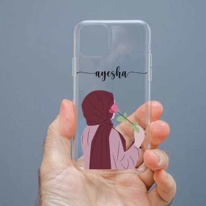 Personalized Cute Girl Transparent Silicon Case Customised with Name for Oppo, Vivo, Redmi, Realme, Poco, Mi, OnePlus, Samsung, iPhone, and More - design 6
