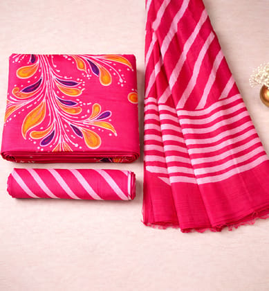 Handcrafted Pen Batik Print Cotton Dress Material