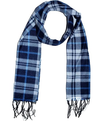 PENYAN Blue Checkered Woolen Scarves