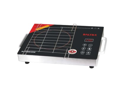 BALTRA Mastercook Infrared Induction Cooktop 2400W with Grill Rack, Infrared Glass Top, Digital Touch Control, Auto-Off Safety, 3 Cooking Modes