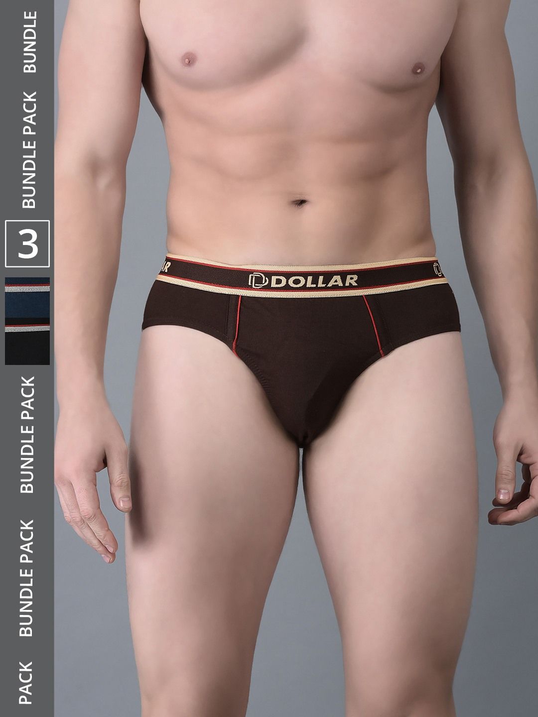Men's Assorted Pack of 3 Combed Cotton Solid Brief With Anti-Microbial Odour Control