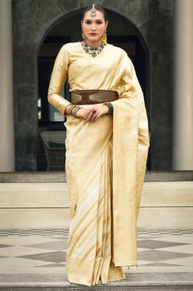 Off White Woven Silk Saree