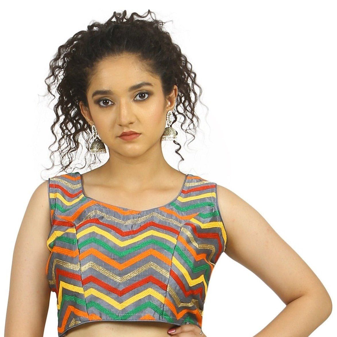 TheHangr Grey Zig-Zag Blouse - 32
