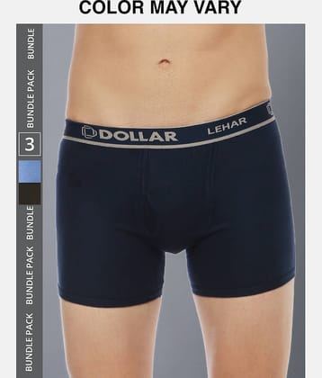 Dollar Lehar Mens Combed Cotton Trunk - Pack of 3 - (Colour May Vary)