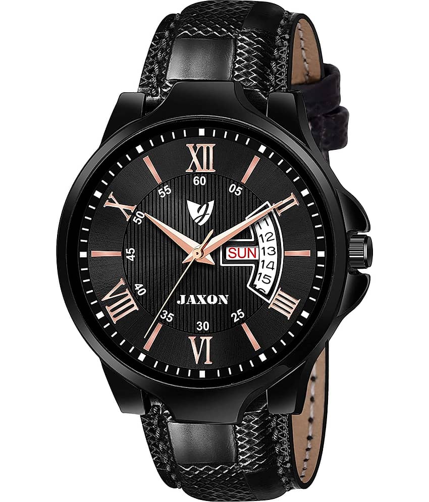 JAXON MWJ-516 Black Dial Leather Analog Men's Watch
