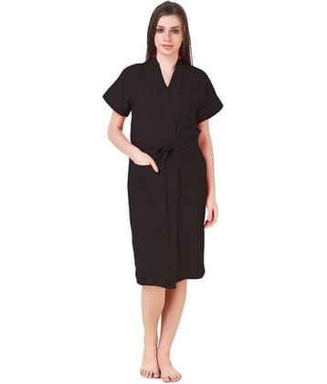 Poorak Black Free Size Bathrobe ( Pack of 1 )