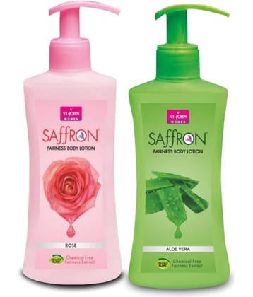VI-JOHN Saffron Fairness Body Lotion Rose & Aloevera 250ml Each (500ml) - Pack of 2