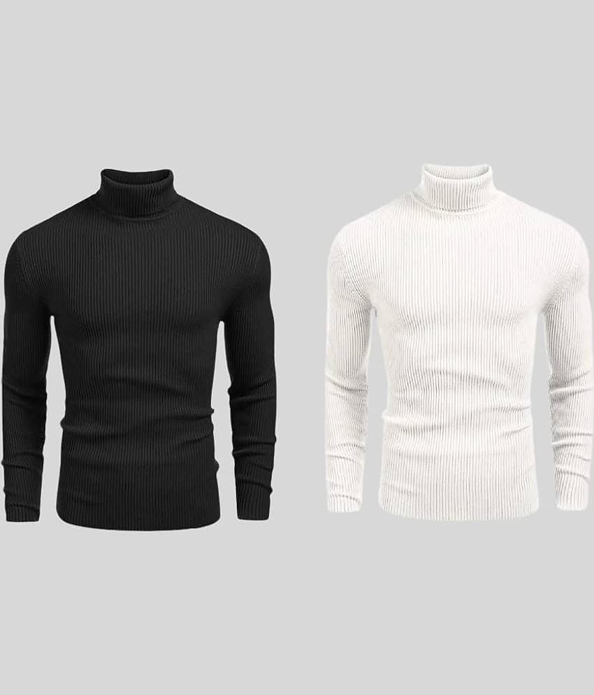 OLENE Woollen Blend High Neck Men's Full Sleeves Pullover Sweater - Multicolor ( Pack of 2 )