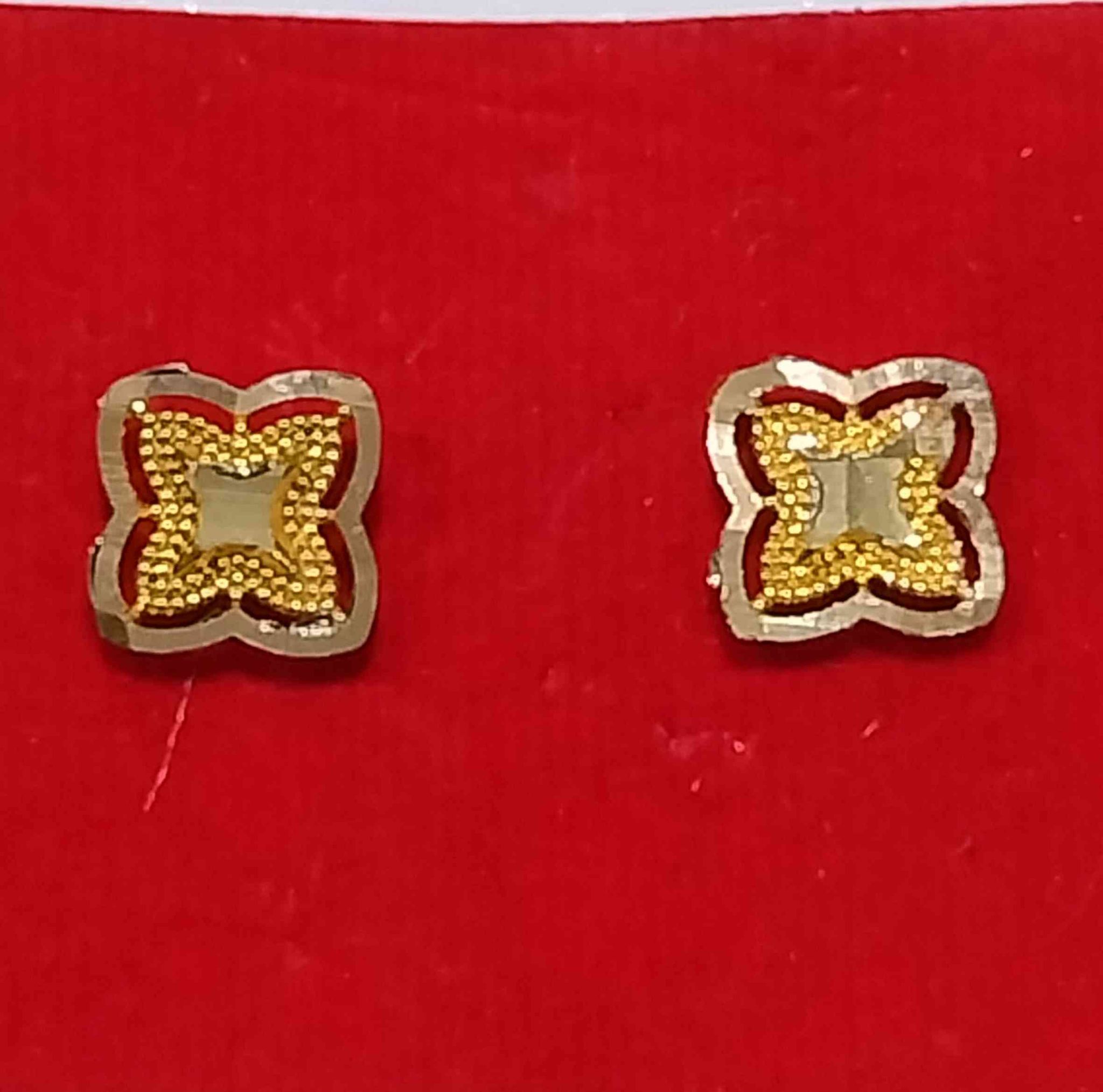 Chakor Tops 01 Pair Golden Micron Plated South Screw Back Stud Earring