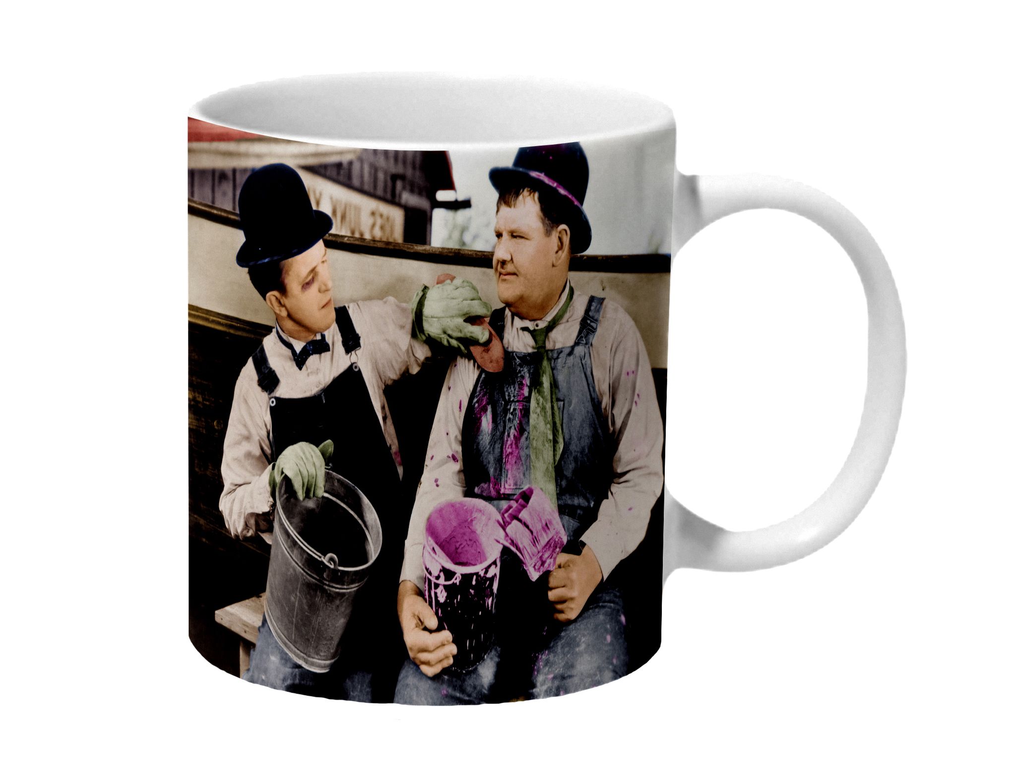Multicolor Laurel &Amp; Hardy Colorful Towed In A Hole Ceramic Mug