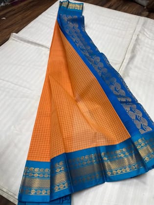 Handwoven Cotton Gadwal Saree with Zari Border