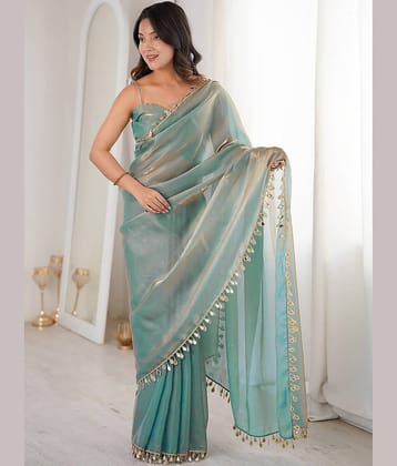 kedar fab Silk Embroidered Regular Saree With Unstitched Blouse Piece ( Turquoise )