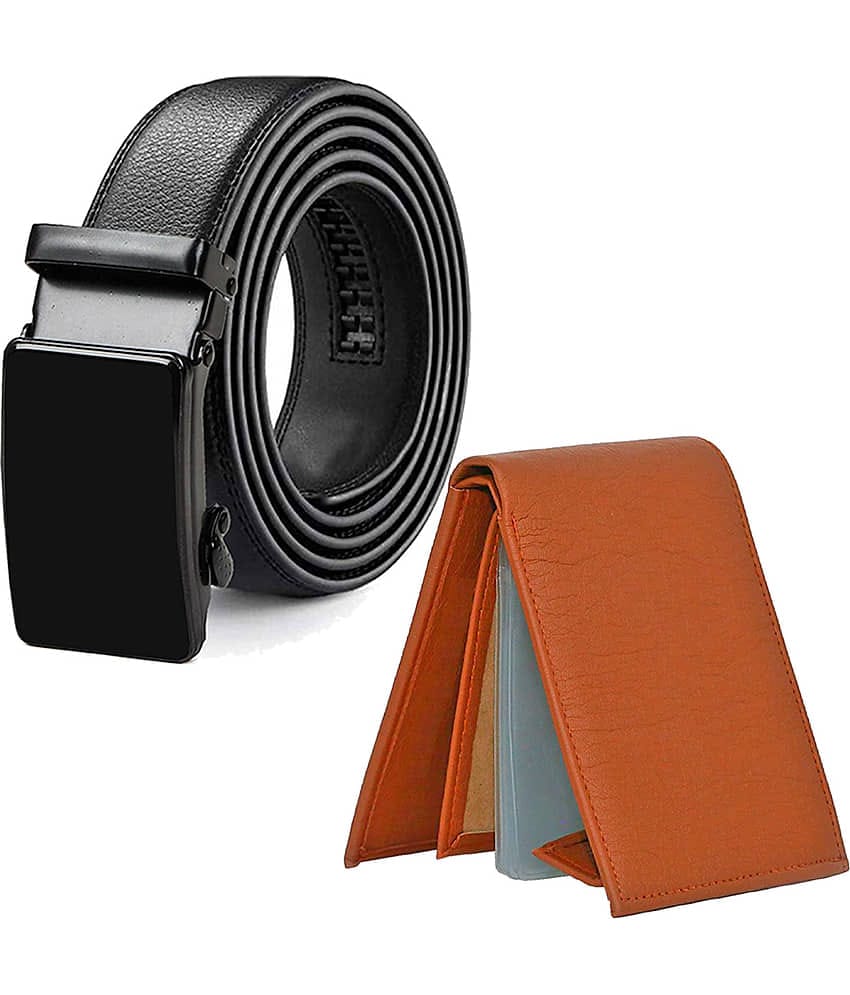 Loopa - PU Men's Belts Wallets Set ( Pack of 2 )