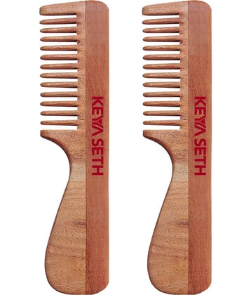 Keya Seth Aromatherapy Neem Wooden Comb with Handle Styler Pack of 2