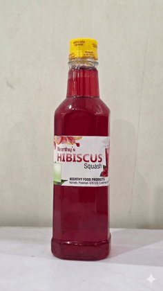 Keerthy Food Products Hibiscus Squash | Refreshing Floral Fruit Concentrate for Drinks & Mocktails | Sweet & Tangy Beverage Syrup |500 ml