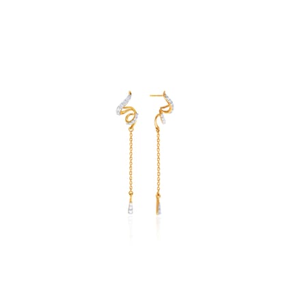 Senco Gold Fashionable Spin Diamond Earrings (1.4 gram / 0.23 Ct / GH-VS / 14K Yellow Gold)