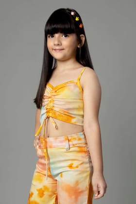 Tie & Dye Crop Top For Girls-7 Year / Apricot Orange / KTP021-DPMS001-EL05-12 INCH-THR03-NIL-NIL-BT030-2-NIL