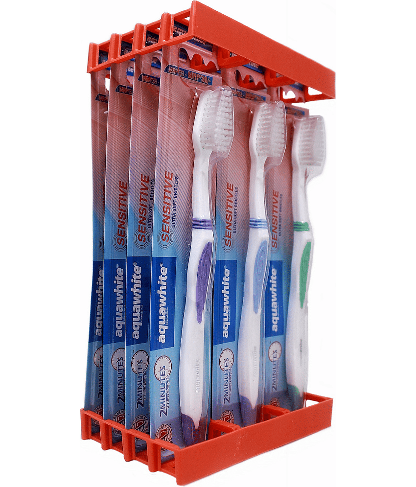 aquawhite sensitive,ultra soft brisles Toothbrush Pack of 12