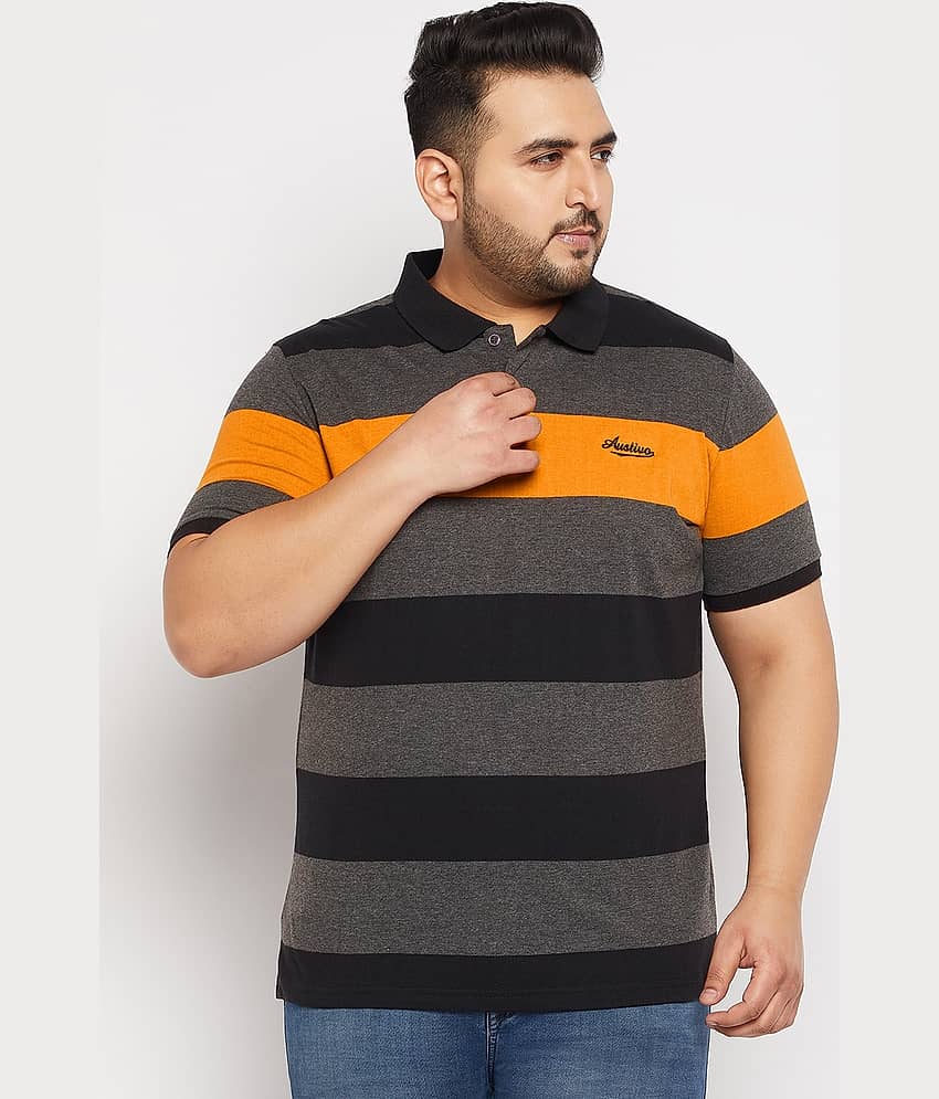 AUSTIVO Pack of 1 Cotton Blend Regular Fit Striped Half Sleeves Men's Polo T Shirt ( Multicolor )