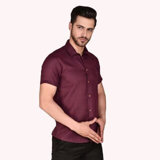 PrintCultr Men's Half Sleeve Cotton Spread Collar Shirt  (Purple)