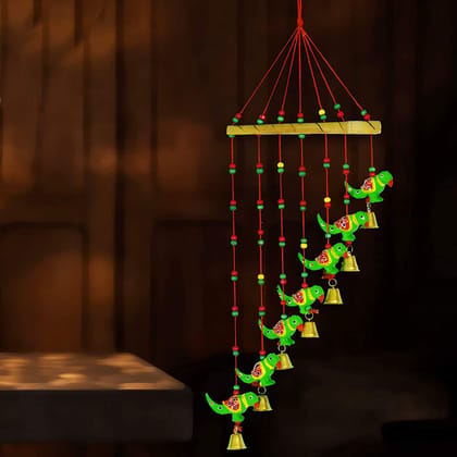 DreamKraft Parrot Door Hanging Wood Windchime (83.2 cm, Multicolor)