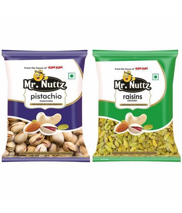 Mr.Nuttz 100g Dry Fruits Pistachios & Raisins Combo Pack (Pista & Kishmish) 50g each