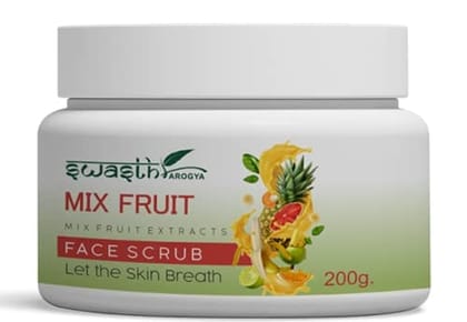 Swasth Arogya Mix Fruit Face Scrub || Blemishes & Pimples || Smoother Skin || Acne || Clear & Radiant || Pack Of 1 Jar Mix Fruit Face Scrub (200gm.)