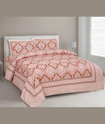 CLOTHORO Cotton 1 Double King Bedsheet with 2 Pillow Covers ( Pink )