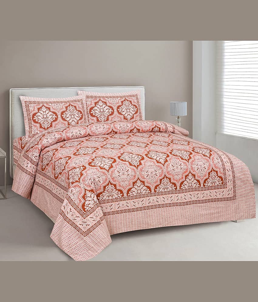 CLOTHORO Cotton 1 Double King Bedsheet with 2 Pillow Covers ( Pink )