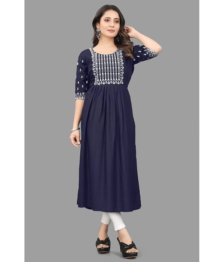 MATHAE - Green Rayon Women's A-line Kurti ( Pack of 1 )