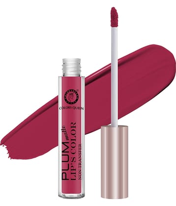 Colors Queen Plum Matte Non Transfer Water Proof Liquid Matte Lipstick 7ml, Fuschia (Shade - 07)