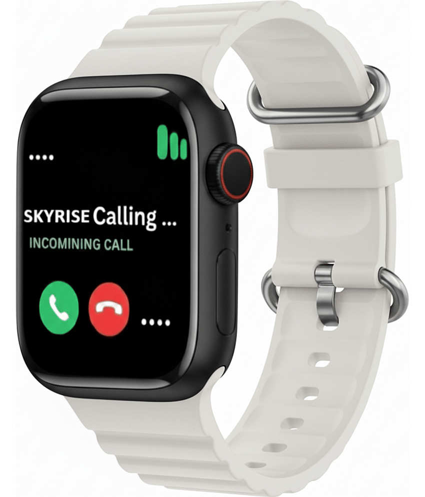 SKYRISE Limited Edition Smartwatch | Heart Rate | Steps | Wireless Charging Smartwatch (White Strap, 2.09 Inch Big Sunlight Proof Display)