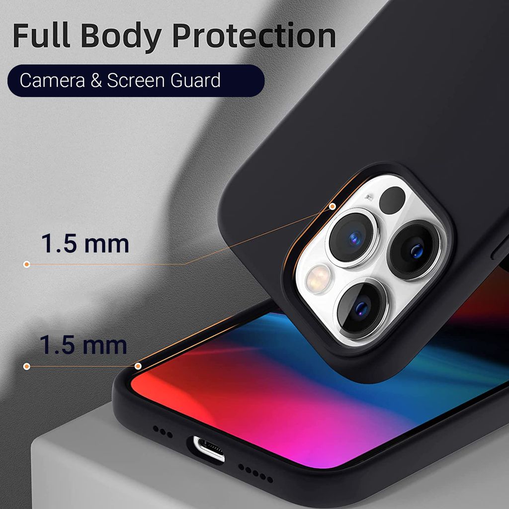 LIRAMARK Liquid Silicone Soft Back Cover Case for Apple iPhone 13 Pro Max (6.7 Inch)