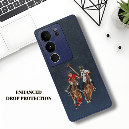 Blue Leather Dual Horse Rider Lion Camera Ornamented for Vivo V29