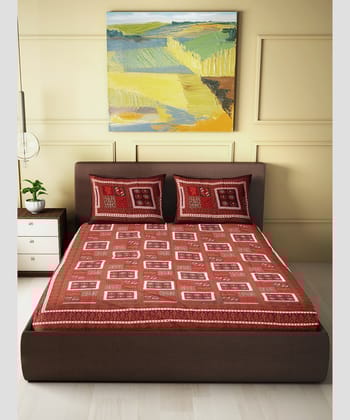 Block Print  Ctn With Pillow Cover Red 90*108 Cm