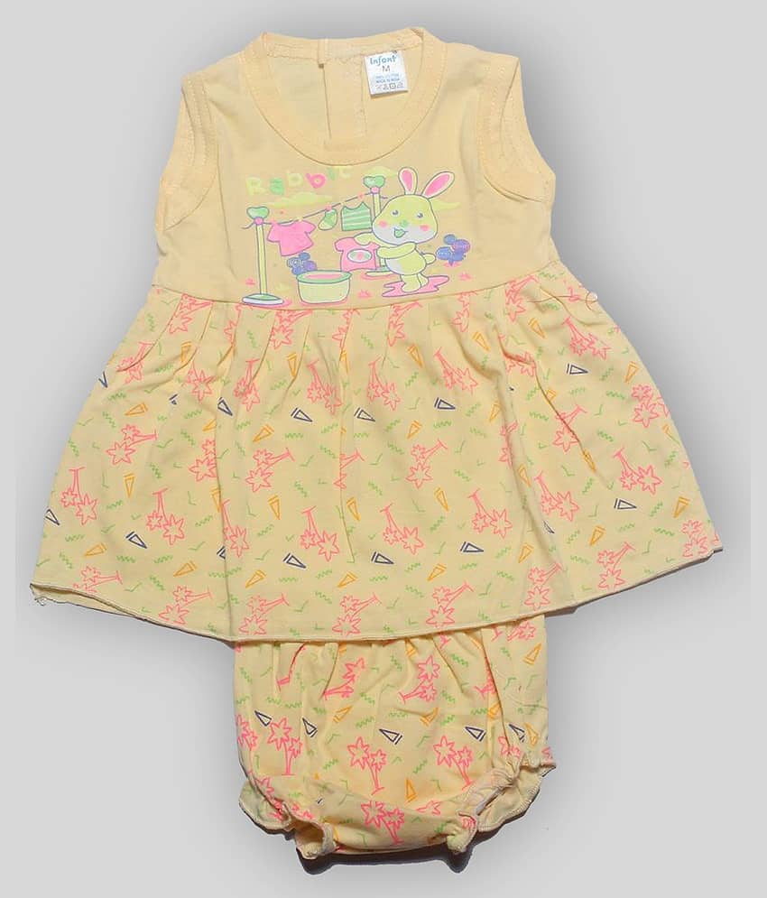 INFANT Pack of 1 Baby Girls 100% Cotton Frocks ( Beige )