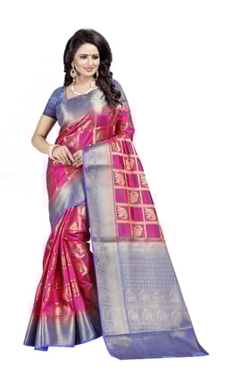 Narivastra Hathi Patola Pink Color Pure Banarasi Silk Saree