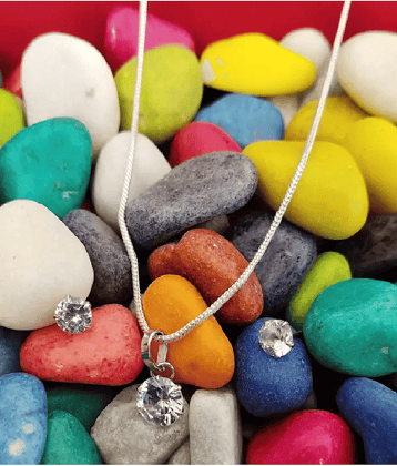 PUJVI Silver Pendant set ( Pack of 1 )