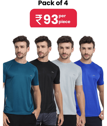 FTX Pack of 4 Polyester Regular Fit Men's T-Shirt ( Multicolor8 )