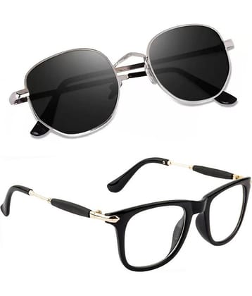 Elligator Silver Panto Sunglasses ( Pack of 2 )