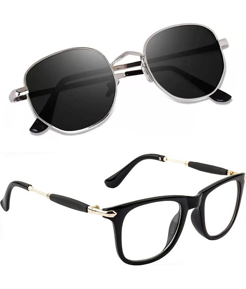 Elligator Silver Panto Sunglasses ( Pack of 2 )