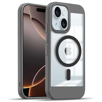 iPhone 15 Cover | Magnetic Charging Case | Grey Slim Shockproof Cover | Wireless Charging Compatible | Durable Protection for iPhone 15 - Grey