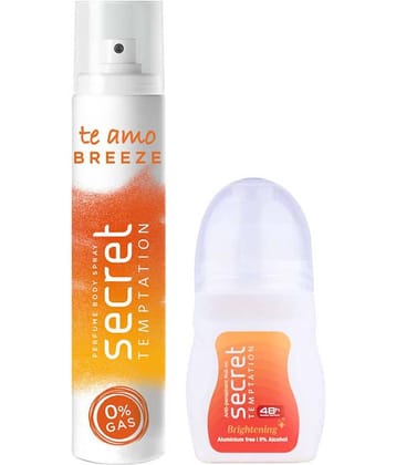 secret temptation Brightening Roll-on 50ml & Breeze Body Spary 120ml, Combo Pack of 2 for Women (2 Items in the set)