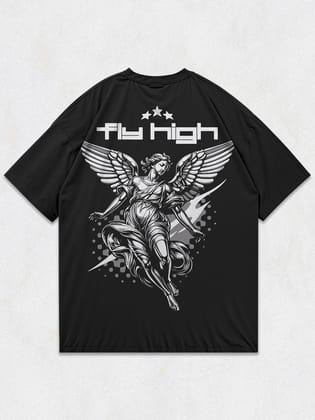 Fly High Oversized T-Shirt-Black / S