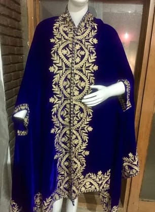 Velvet Cape Stole In Blues Velvet Cape Stole In Blues