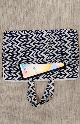 Laptop Bag with Handle -100% Cotton with handblock print and cushion support - 13-15 inches-15 inch
