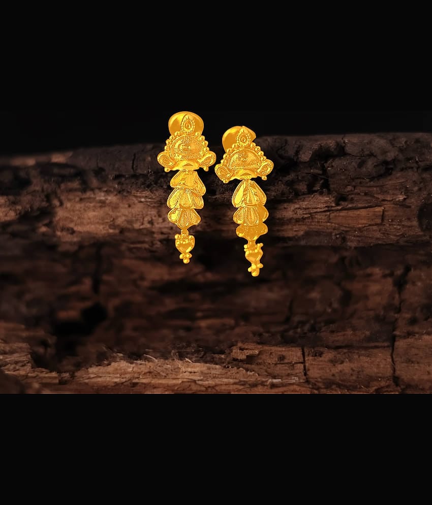 LUV FASHION Golden Jhumki Earrings ( Pack of 1 )